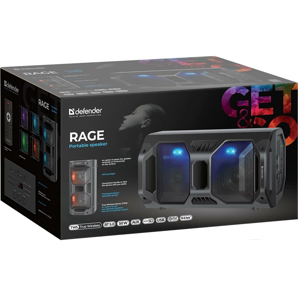 Портативная колонка Defender Rage
