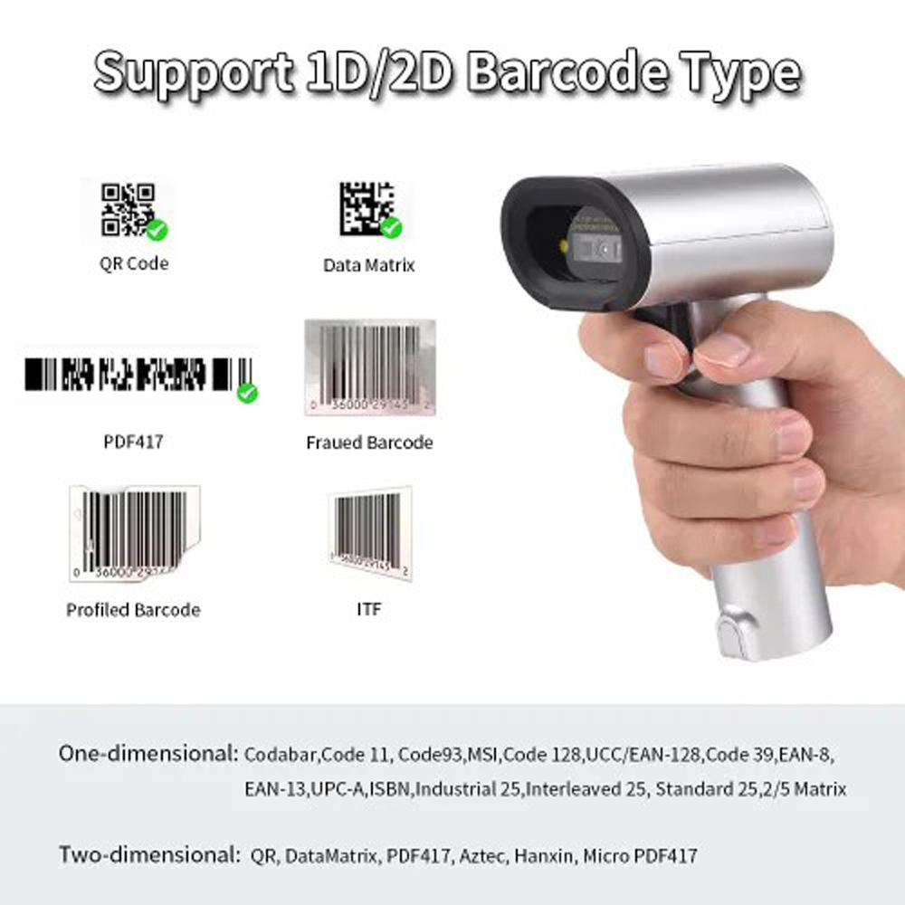 Сканер штрих-кода Symcode MJ-1932DB, 2D, беспроводной, серебристый