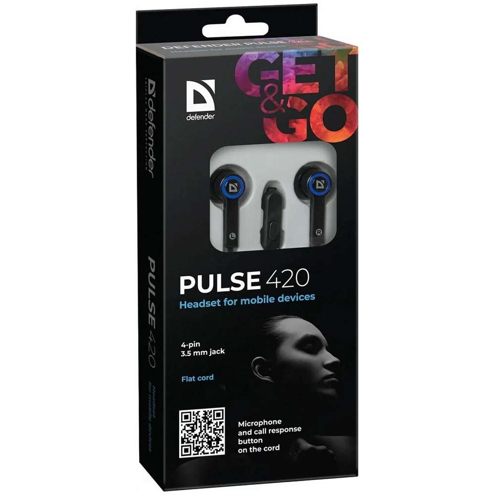 Наушники Defender Pulse 420 (Черный/Синий)