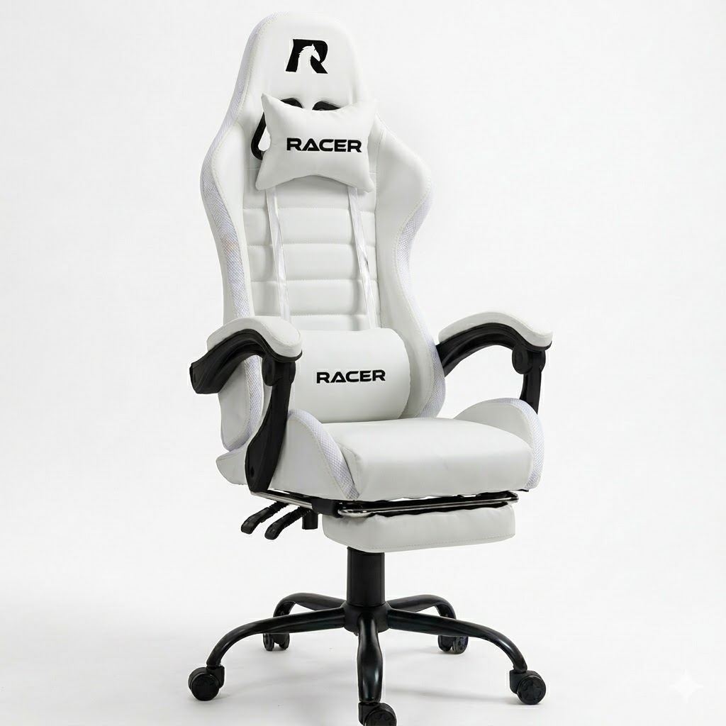 Игровое кресло Racer Snowy (Снежок), белый, 90 кг