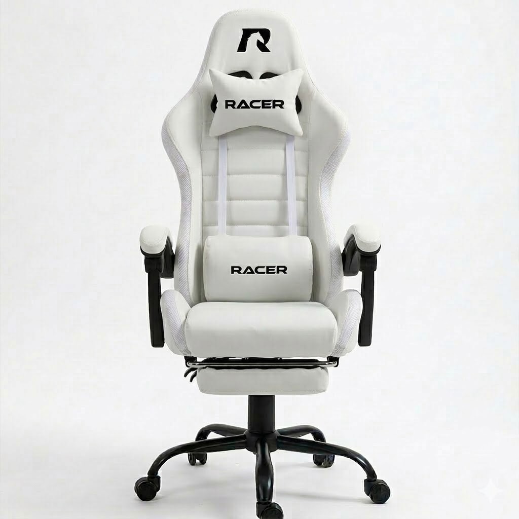 Игровое кресло Racer Snowy (Снежок), белый, 90 кг