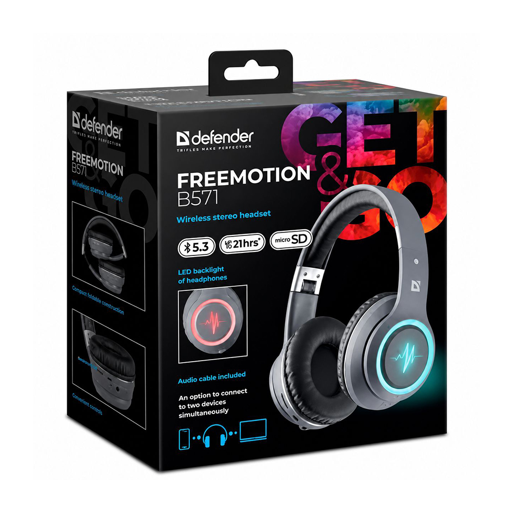 Беспроводные наушники Defender FreeMotion B571, серый, Bluetooth