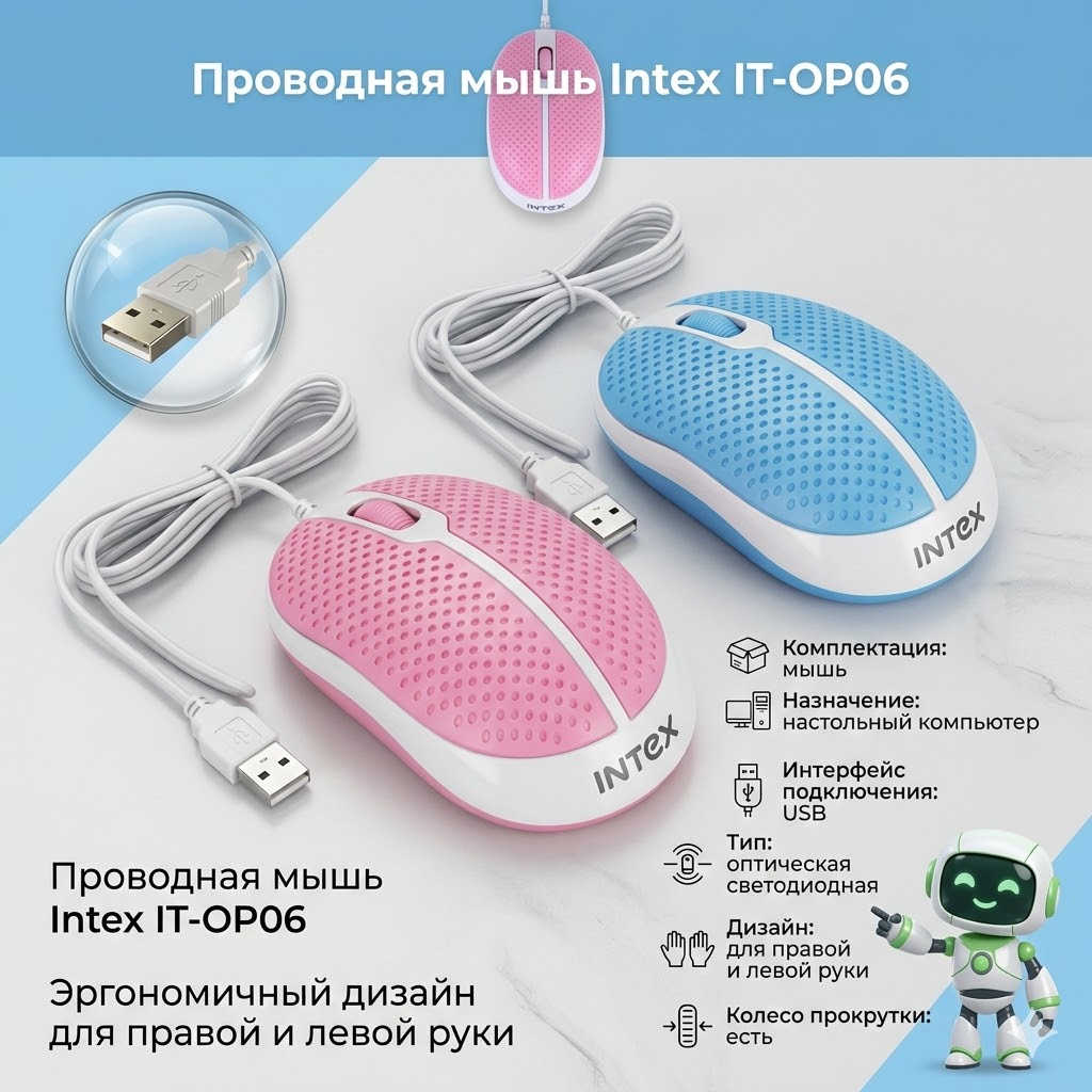 Проводная мышь Intex IT-OP06