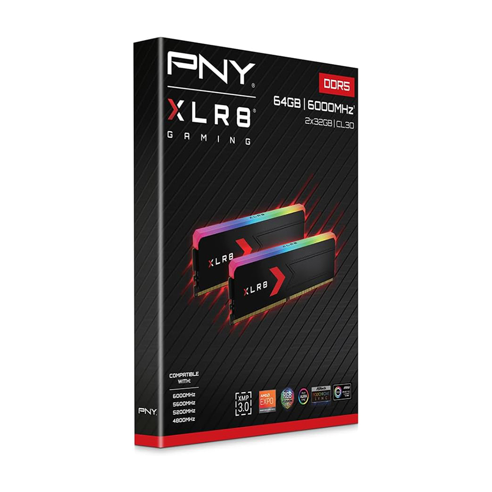 Оперативная память PNY XLR8 64Gb (32x2) CL30, RGB, D5 6000MHz