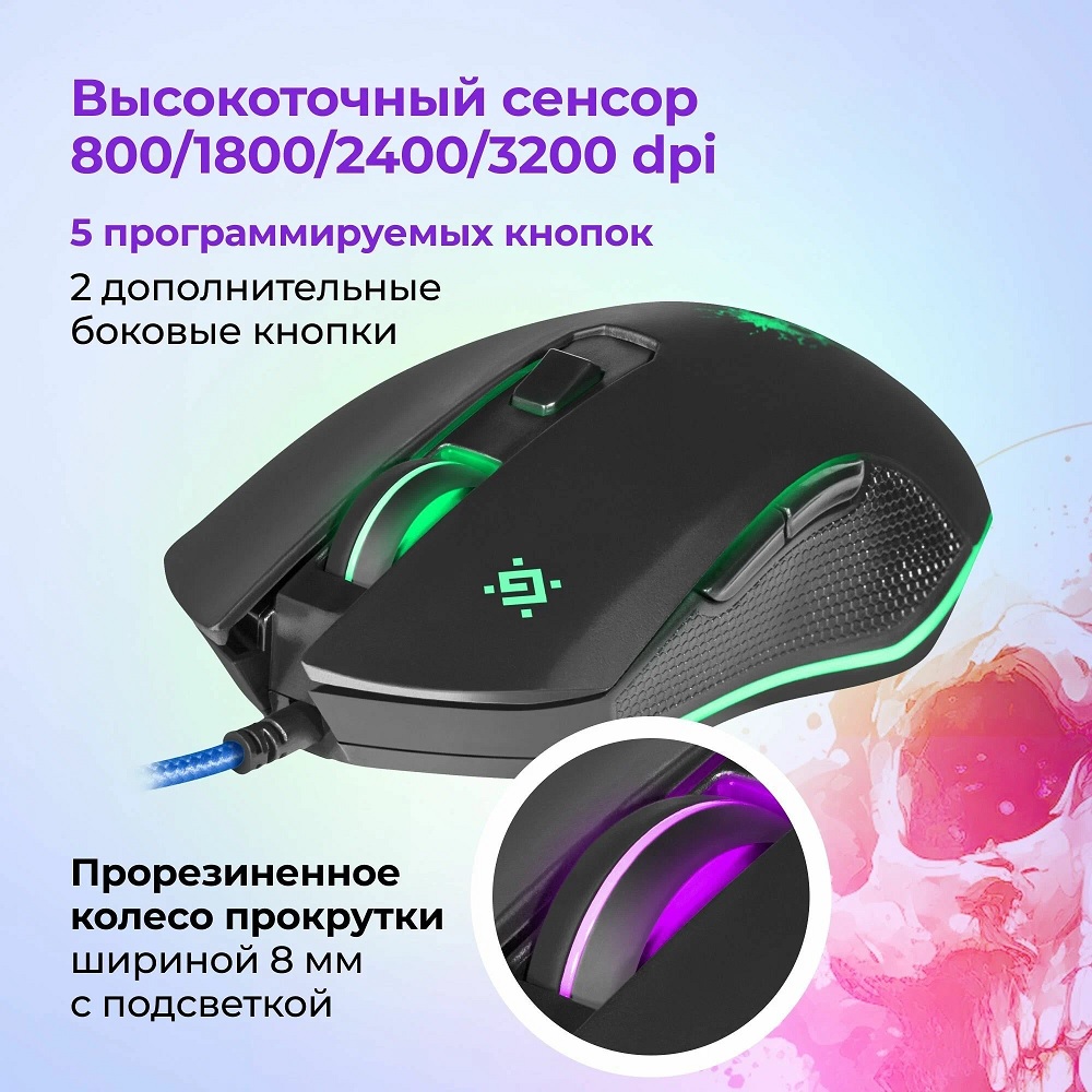 Комплект (клавиатура, мышь, наушники, коврик) Defender Singularity MKP-118