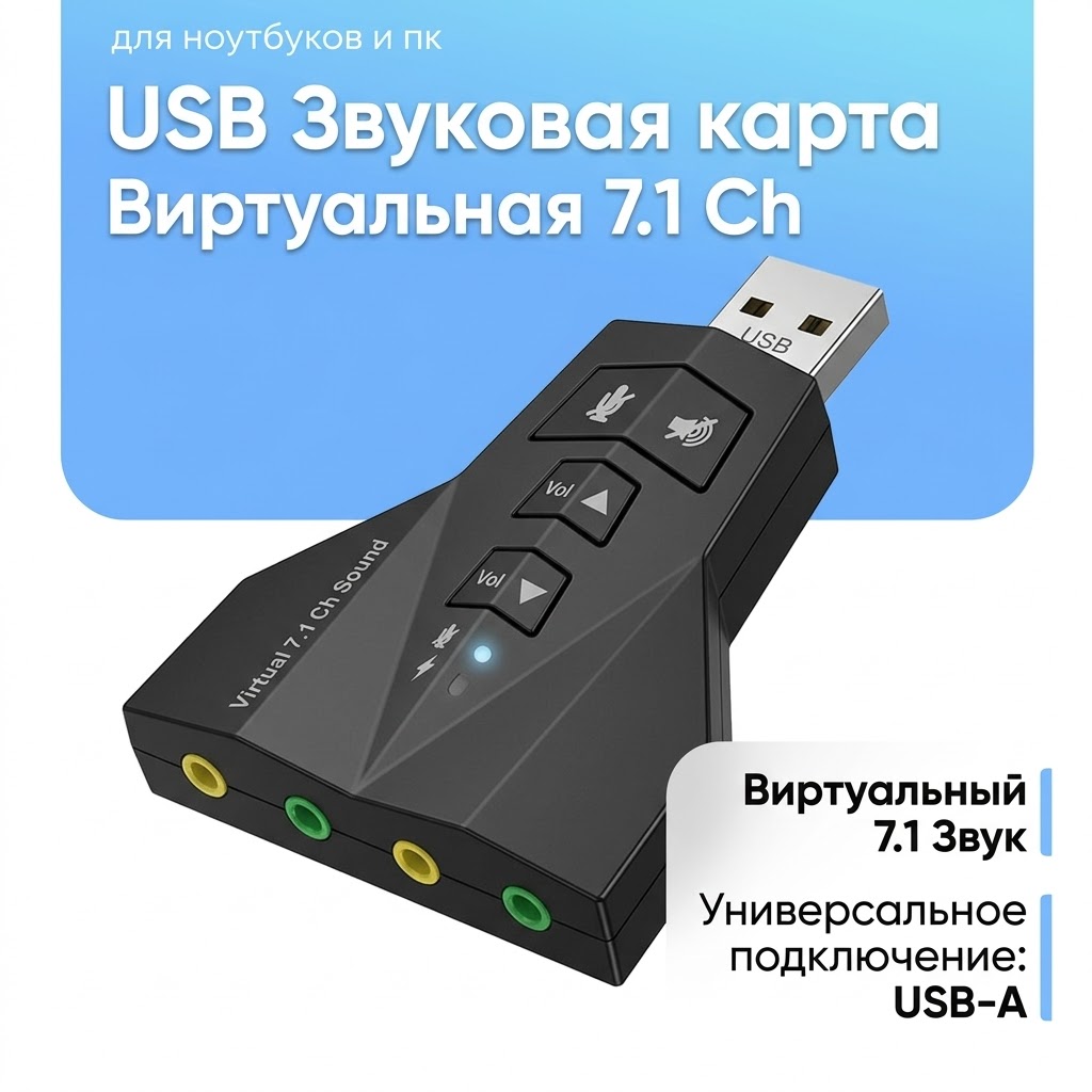 USB виртуальная 7.1-канальная музыкальная звуковая карта