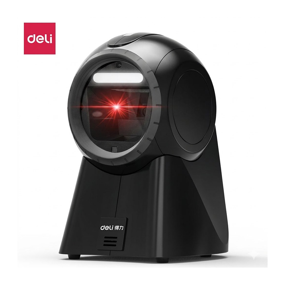 Сканер штрих-кода Deli 14965, черный, настольный